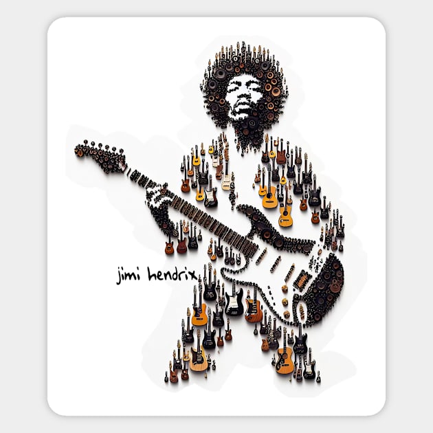 Jimi Hendrix Sticker by Ken Savana